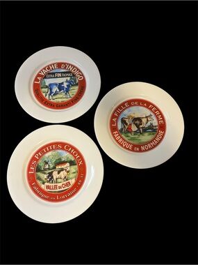 Vintage Restoration Hardware French Cheese Plates Set of 3 Farmhouse Decor